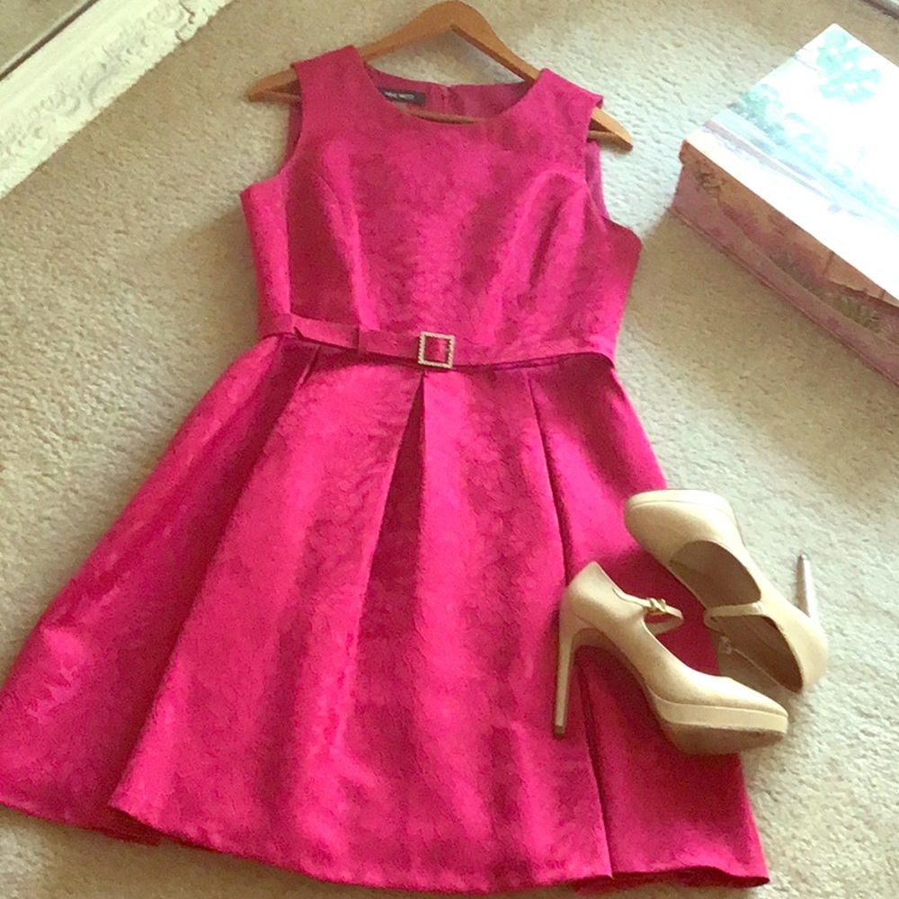 Nine West Magenta PINK Full Skirt A-line Dress